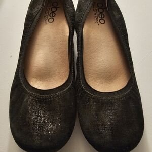 ABEO Tia BIO System Flats Black Suede Sparkle 7.5
